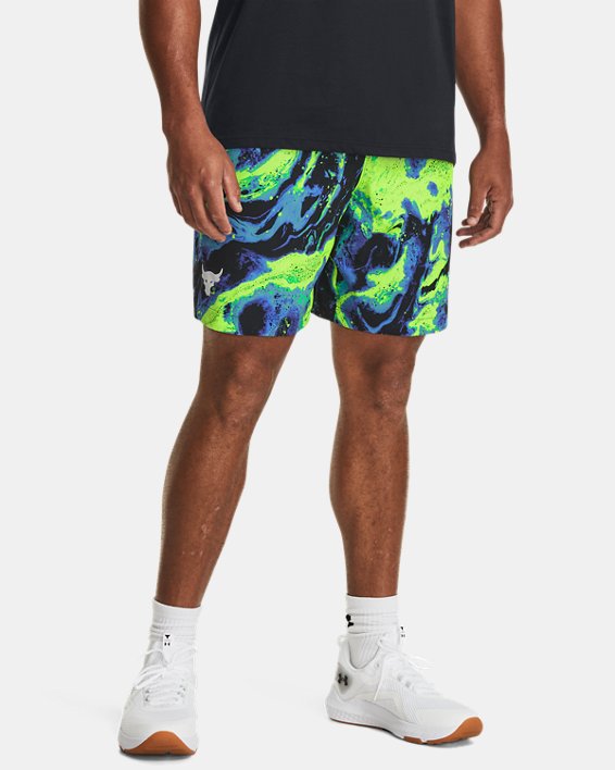 Men's Project Rock Woven Printed Shorts in Green image number 0